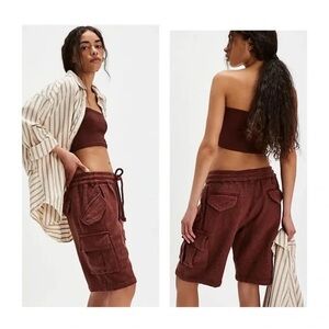 New Free People Sun La Vie Brandy Cargo Shorts sz S/Small